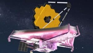 Image of James Webb Space Telescope fully deployed in space